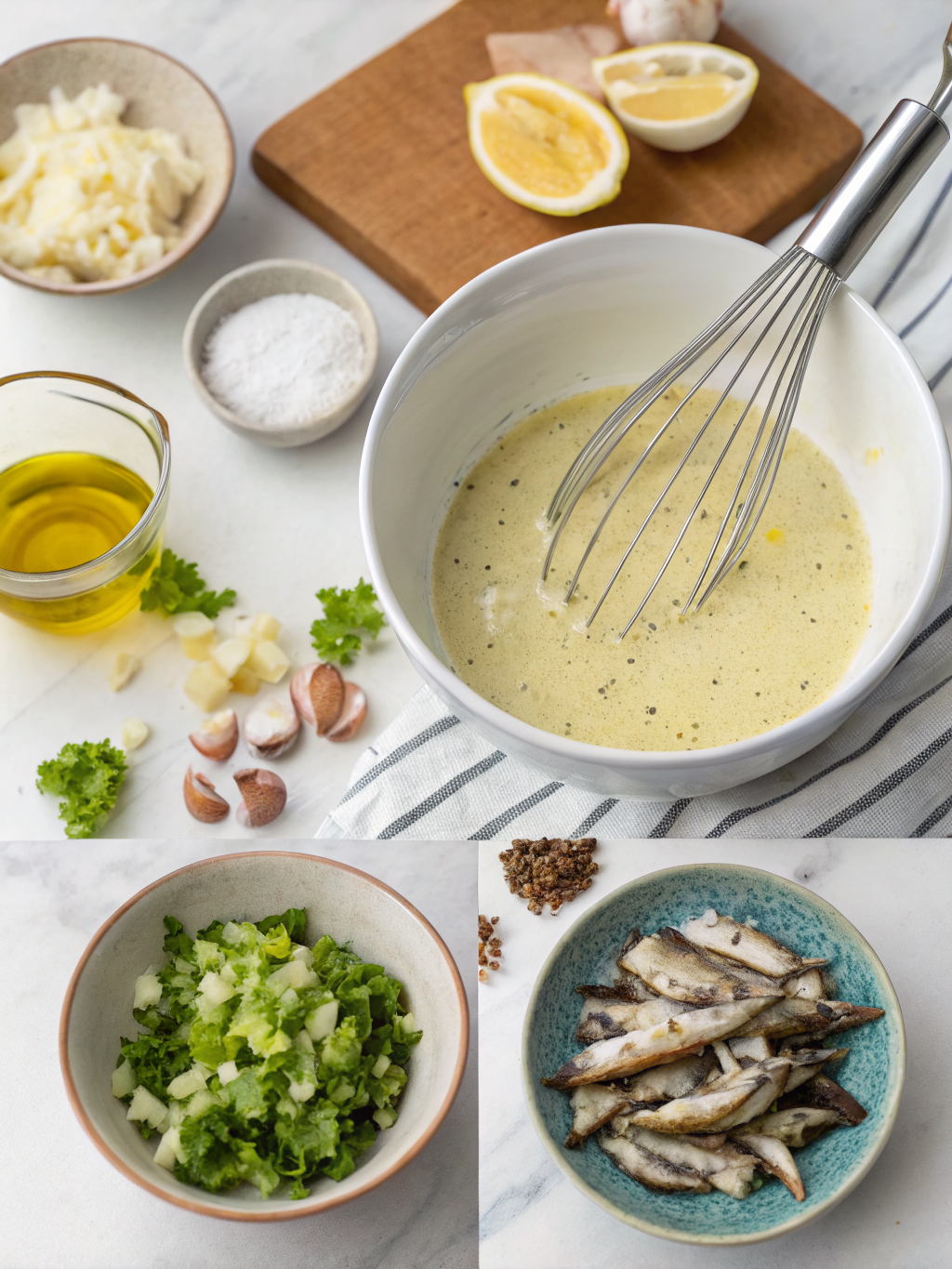 Homemade Caesar Dressing preparing steps